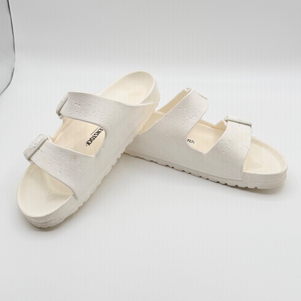 Birkenstock Off-White Two-Strap Slide Sandals